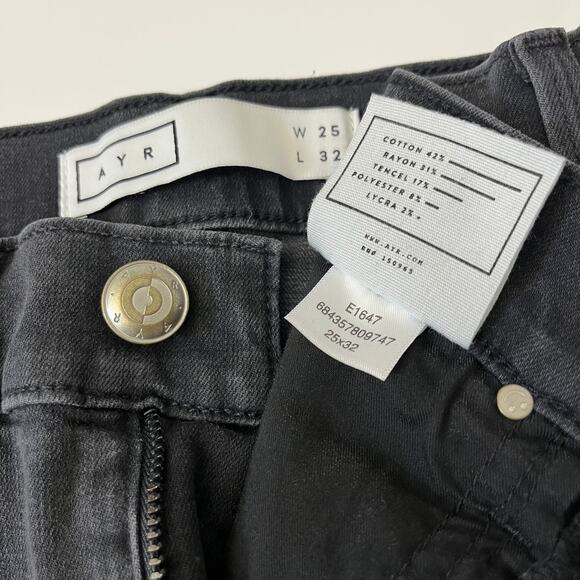 AYR Women’s Skinny Jeans Black Denim Size 25x32 Mid Rise Stretch - Picture 4 of 10